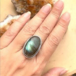 Oval Labradorite Ring Size 10